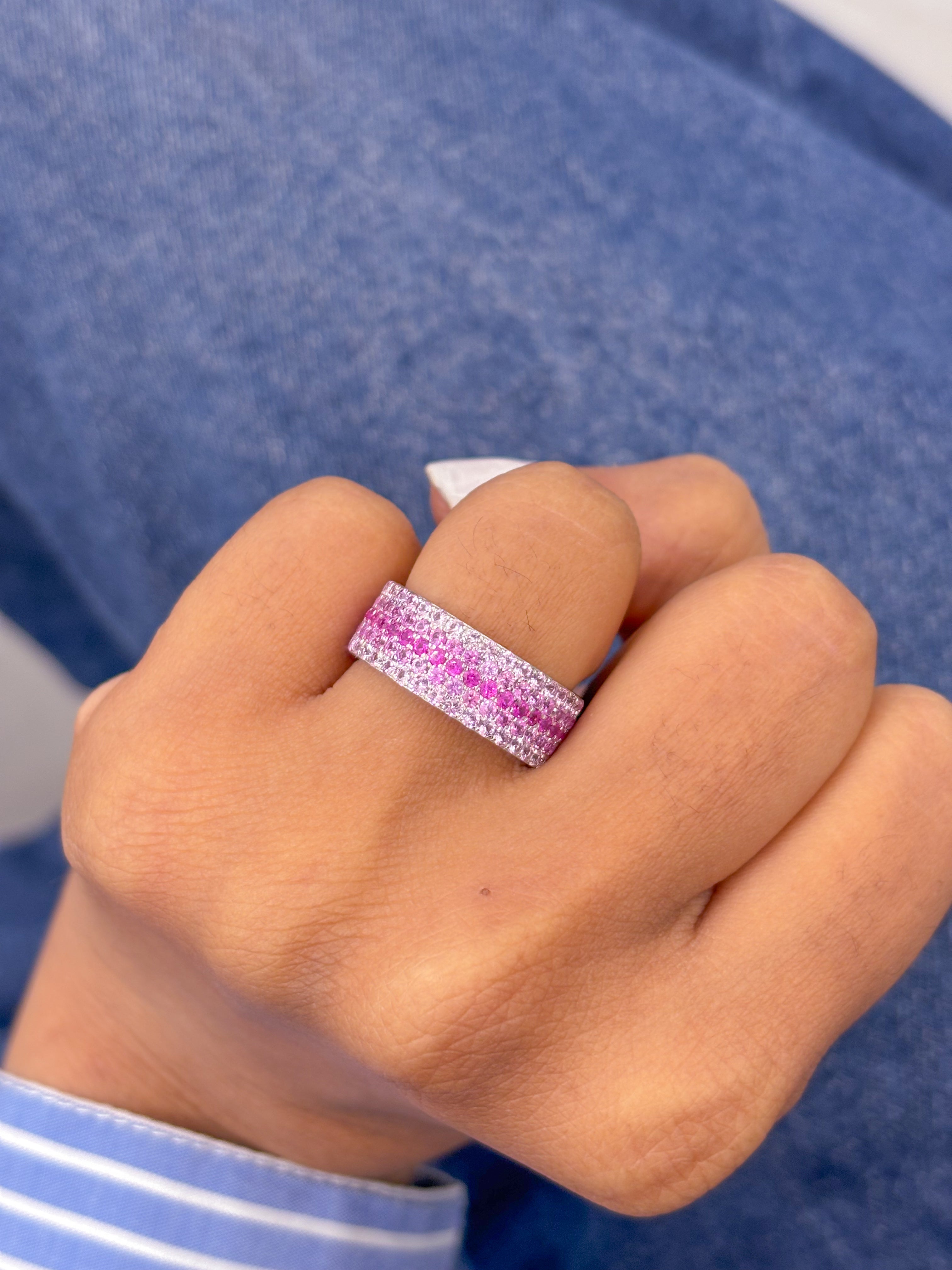 JPRG-2321/5936 Pink Sapphire Round Ombre Ring | 14K