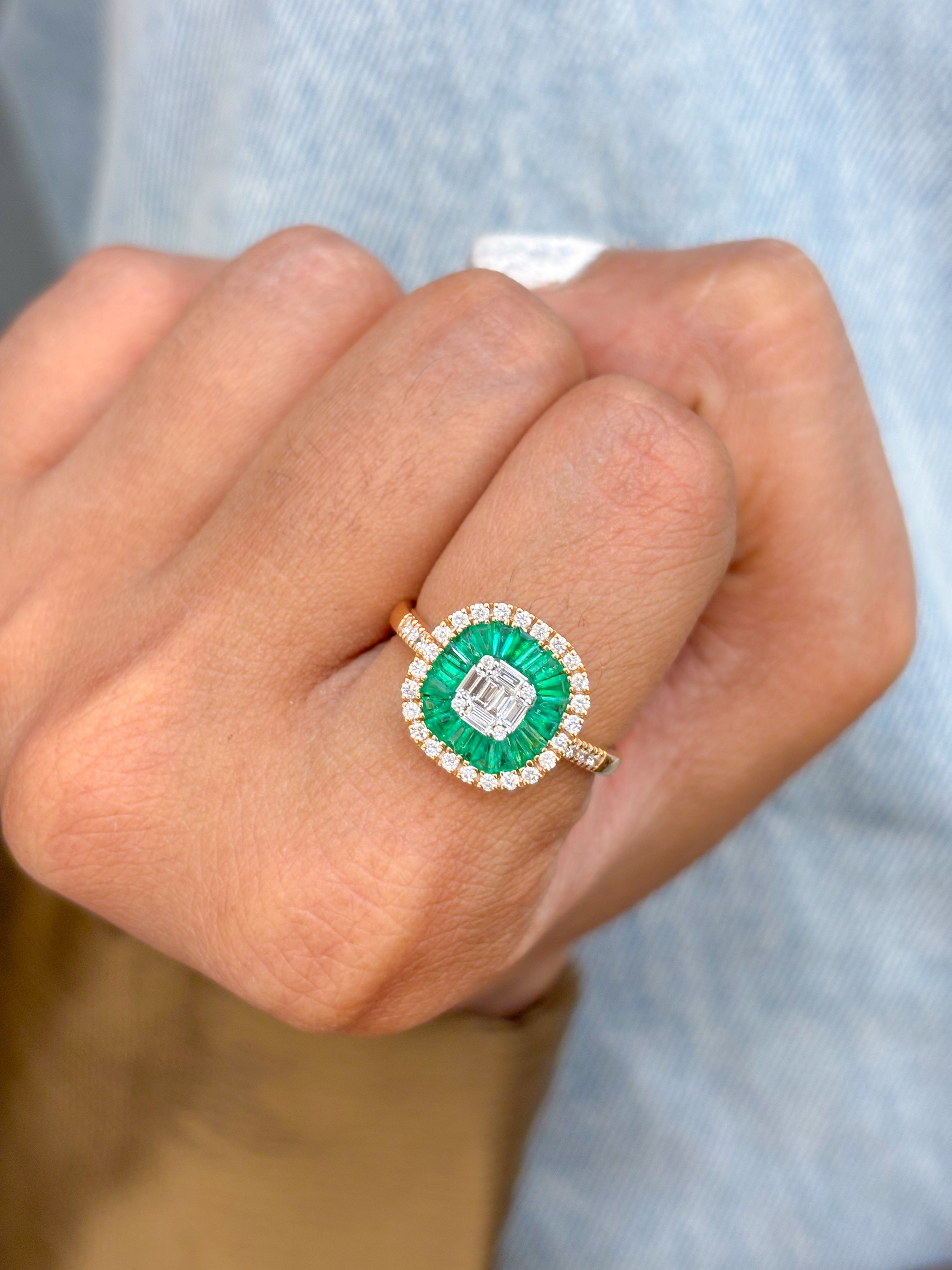 JPRG-2324/5948 Emerald Taper With Diamond Ring | 18K