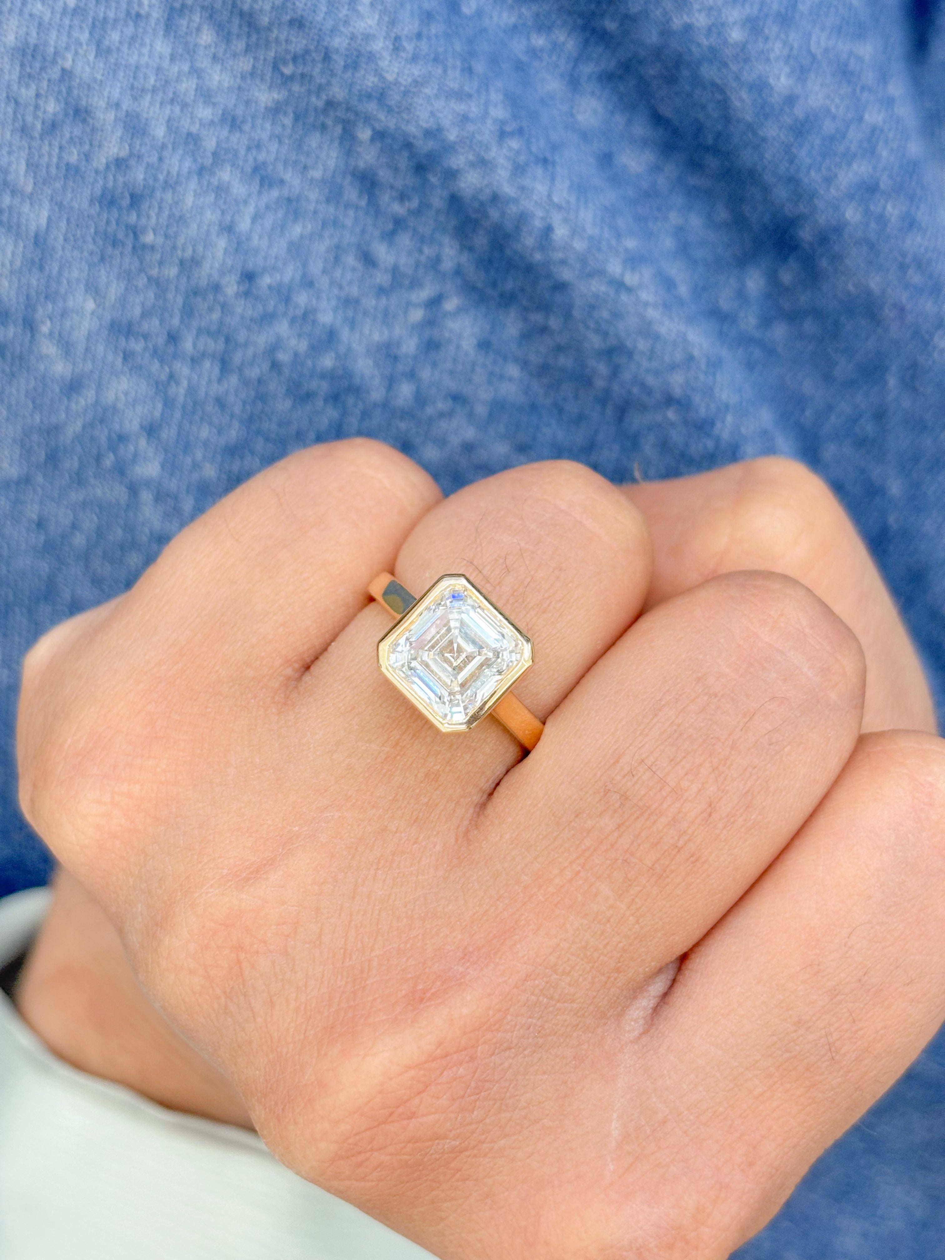 JPRG-2325/5953 Lab Grown Diamond Asscher Cut Bezel Ring | 14K