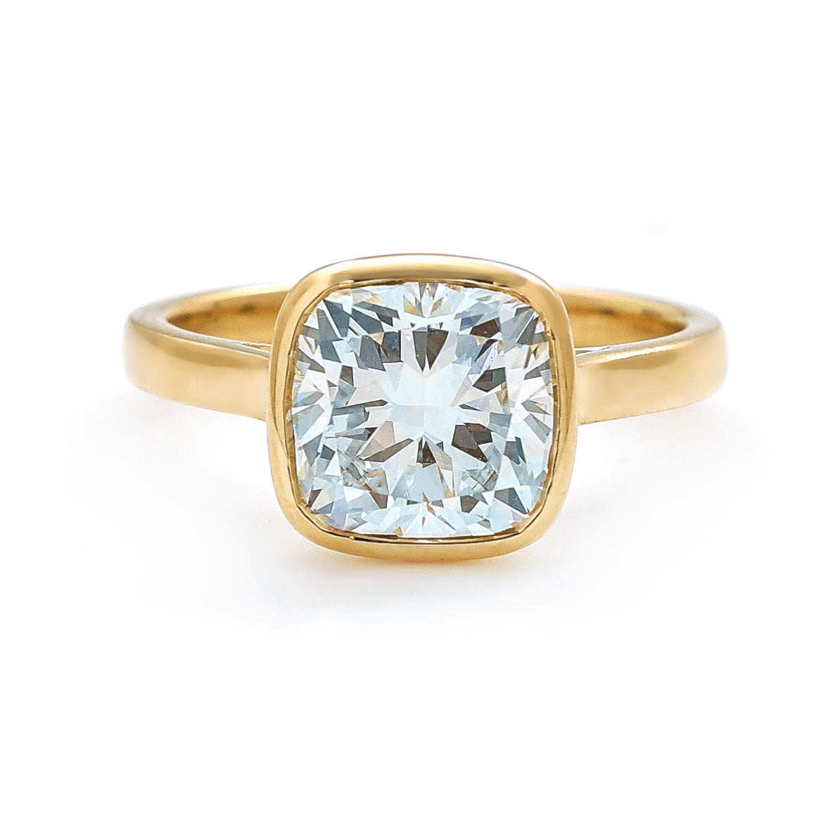 JPRG-2326/5954 Lab Grown Diamond Asscher Cushion  Cut Bezel Ring | 14K