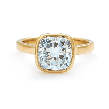 JPRG-2326/5954 Lab Grown Diamond Asscher Cushion  Cut Bezel Ring | 14K