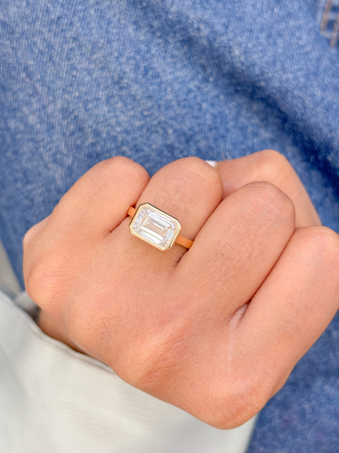 JPRG-2327/5955 Lab Grown Diamond Emerald Cut Bezel Ring | 14K