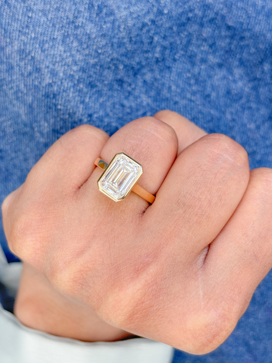 JPRG-2328/5956 Lab Grown Diamond Emerald Cut Bezel Ring | 14K