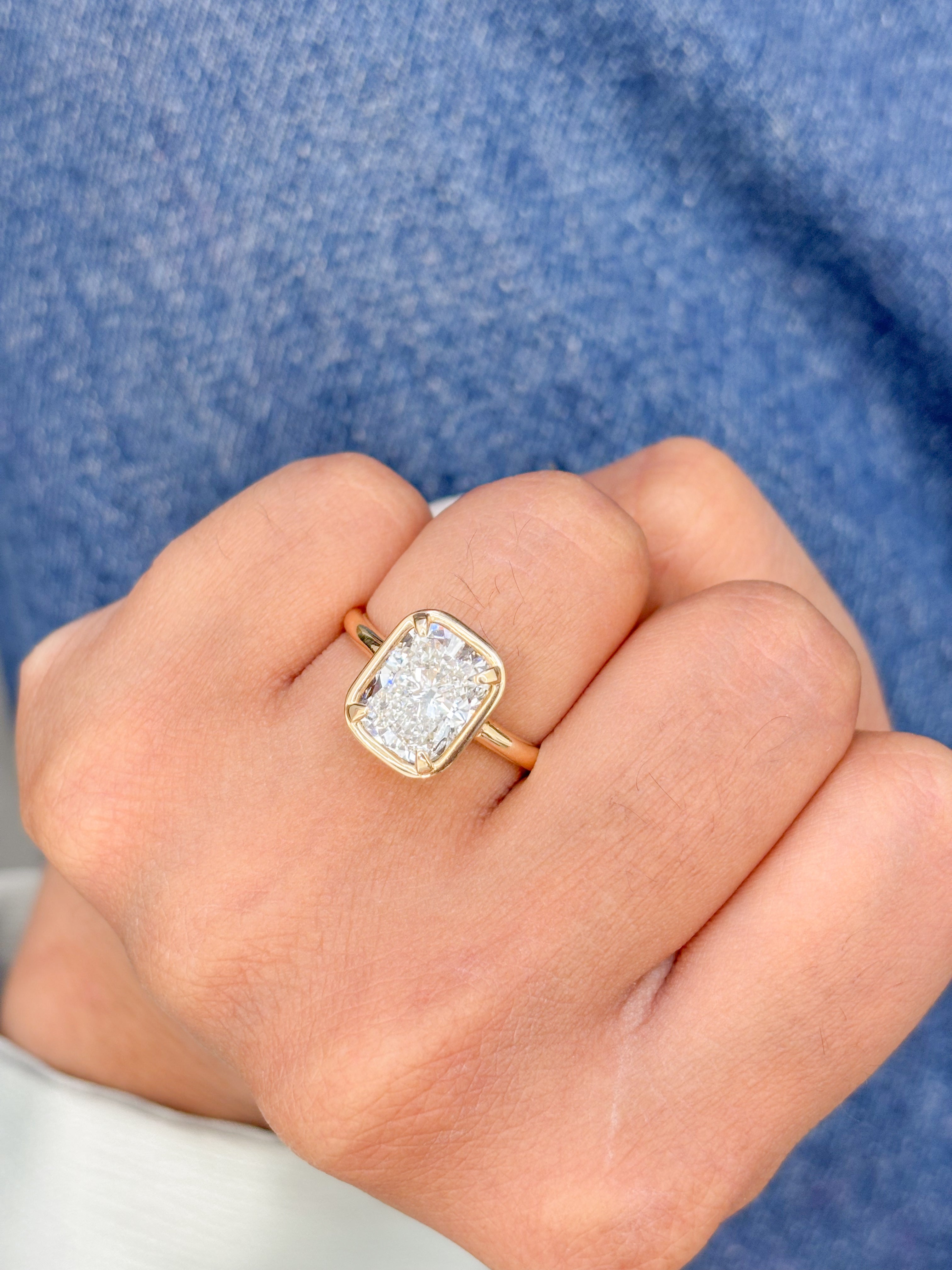 JPRG-2331/5960 Lab Grown Diamond Square Octagon Bezel Ring | 14K