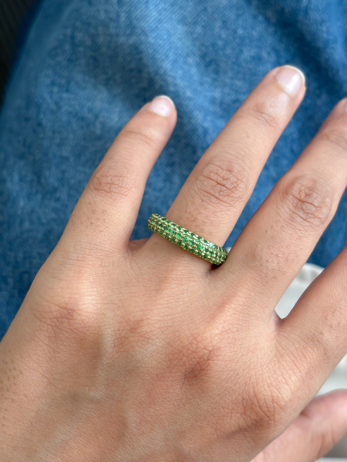 JPRG-2353/5981 Tsavorite Round 1.50Mm Pave Set Ring | 14K