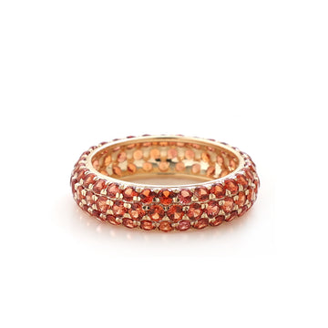 JPRG-2355/5983 Orange Sapphire Round 1.50Mm Pave Set Ring | 14K