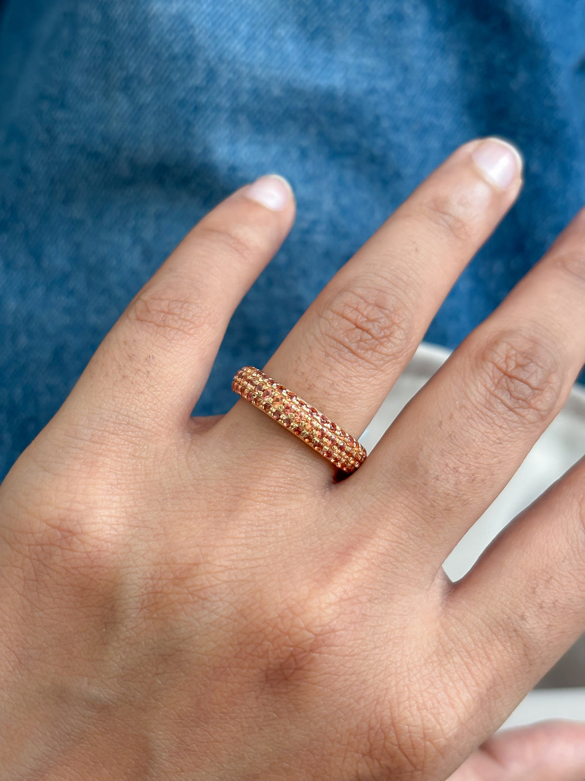 JPRG-2356/5984 Orange Sapphire Round 1.50Mm Pave Set Ring | 14K