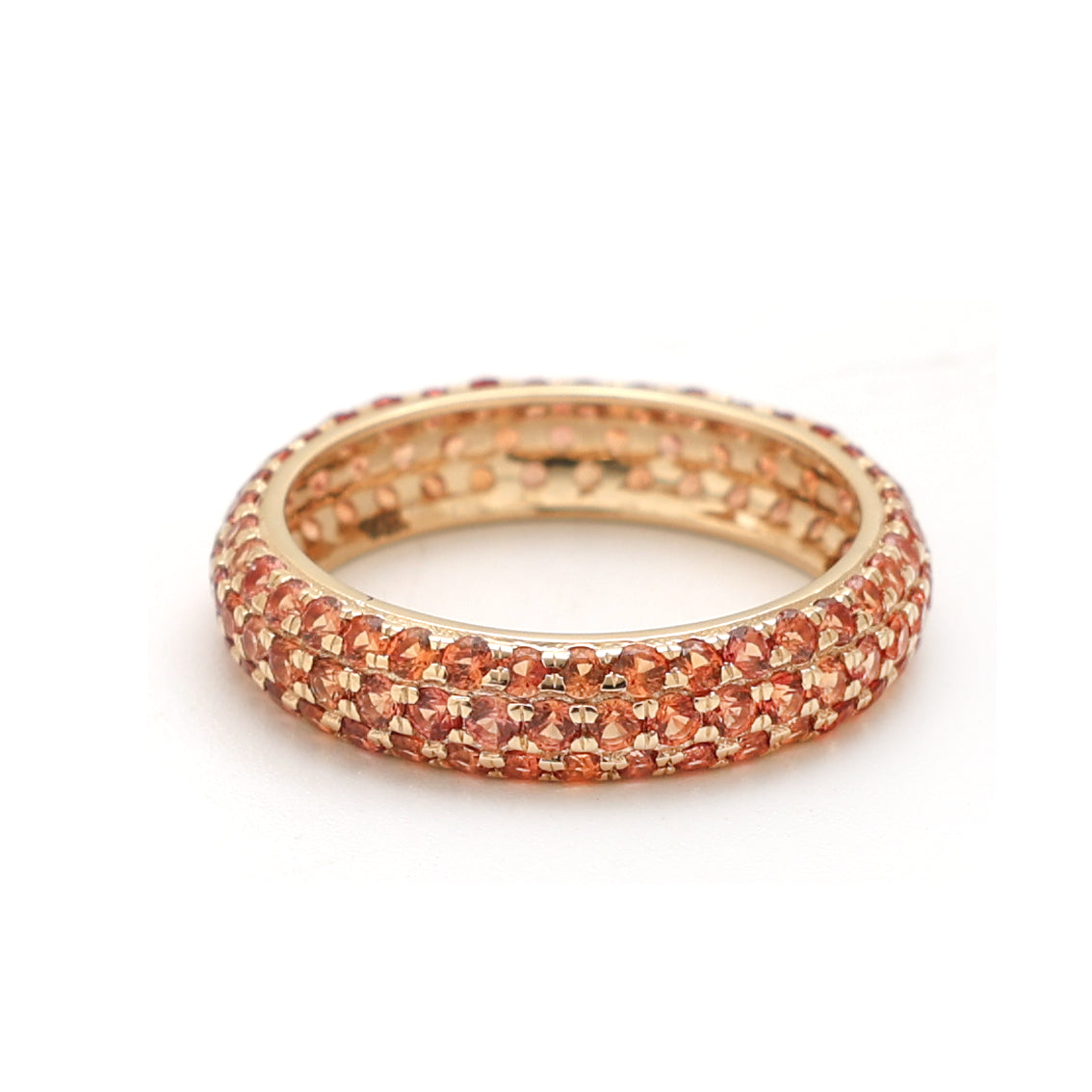 JPRG-2356/5984 Orange Sapphire Round 1.50Mm Pave Set Ring | 14K