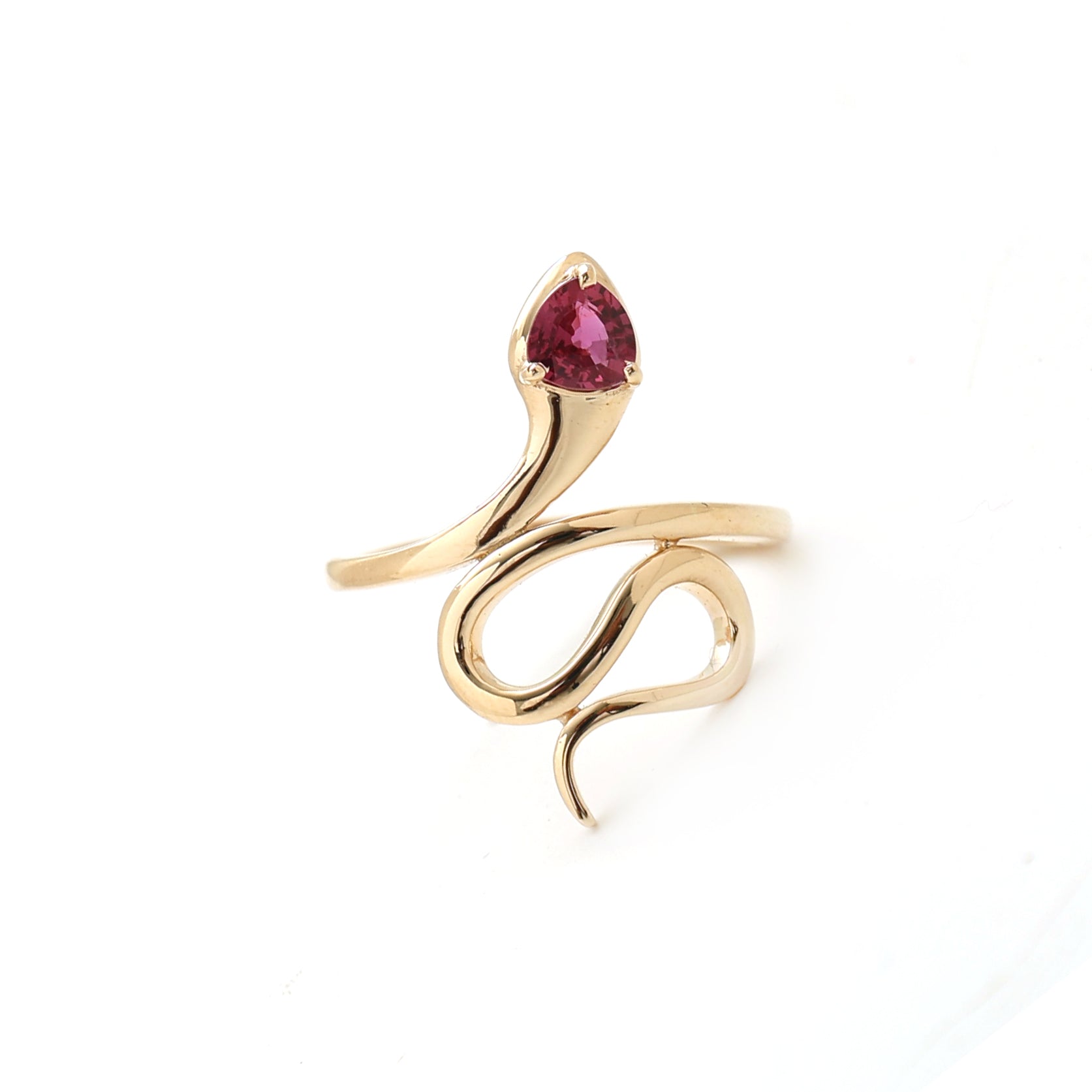 JPRG-2357/5987 Ruby Heart  Snake Spiral Ring | 14K