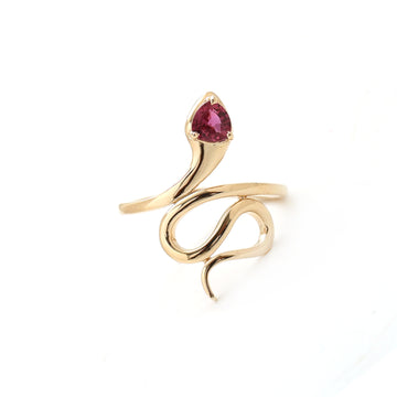 JPRG-2357/5987 Ruby Heart  Snake Spiral Ring | 14K