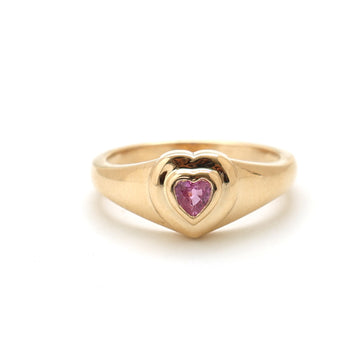 JPRG-2367/5997 Pink Sapphire Heart Signet Ring | 14K