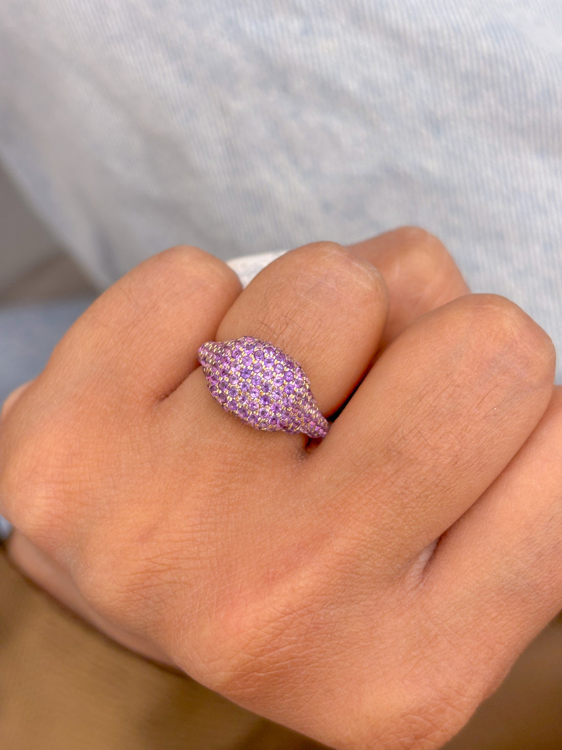 JPRG-2385/6058 Amethyst Round 1.50 Pave Set Ring | 14K