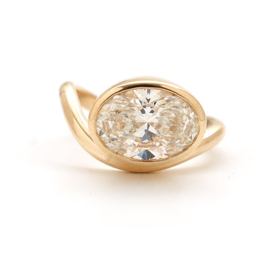 JPRG-2387/6079 Lab Grown Diamond Oval Bezel Ring | 14K