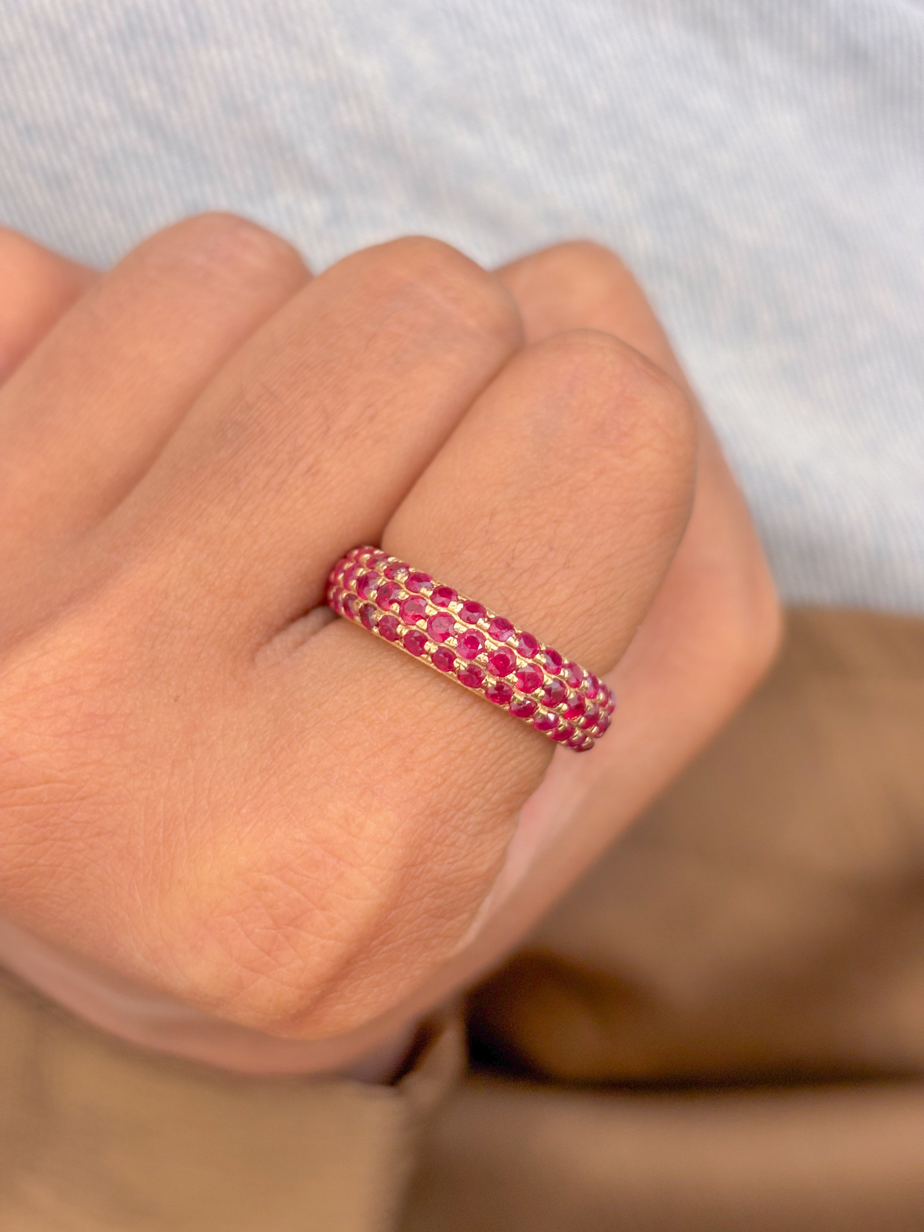 JPRG-2423/6153 Ruby Round 2Mm Pave Ring | 14K