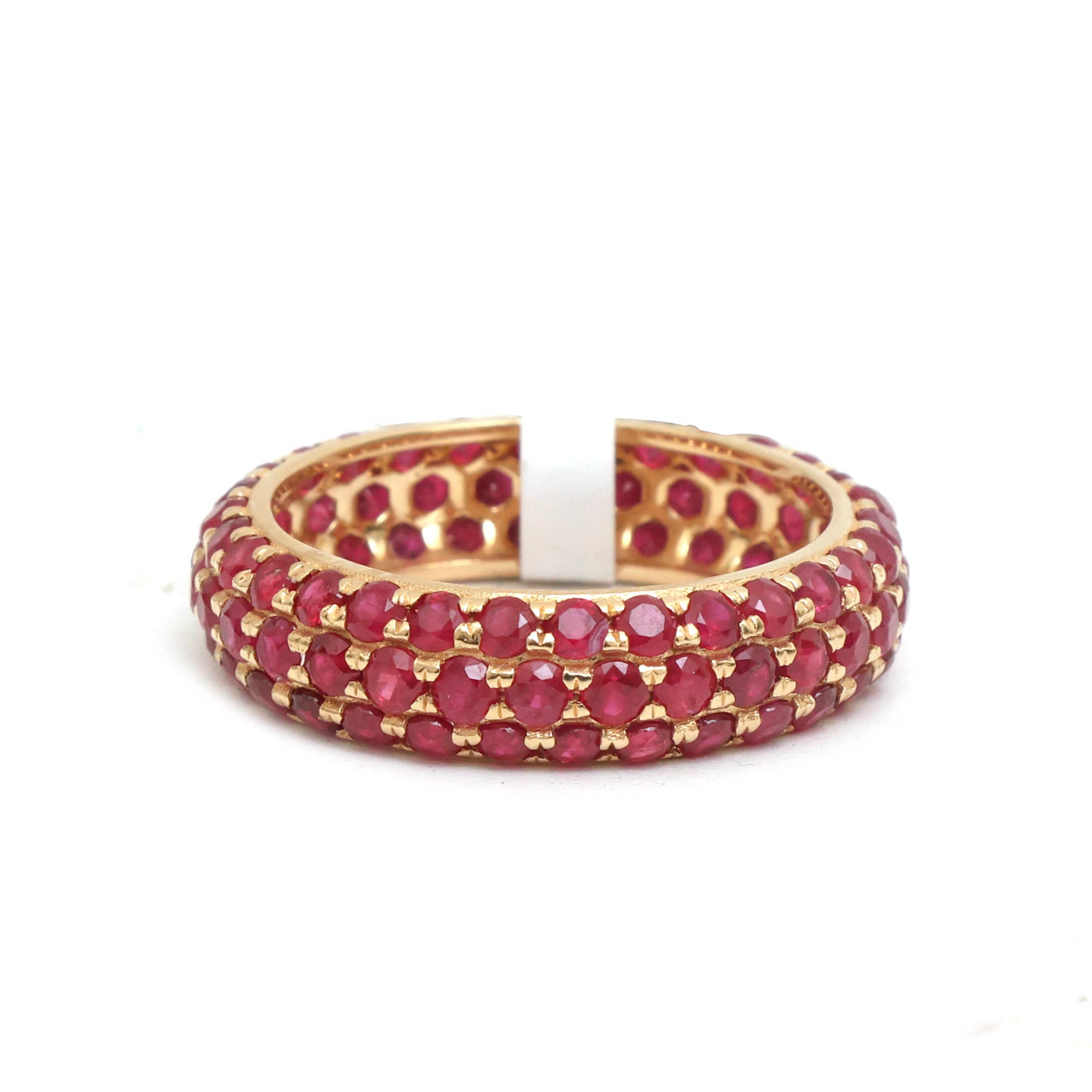 JPRG-2423/6153 Ruby Round 2Mm Pave Ring | 14K