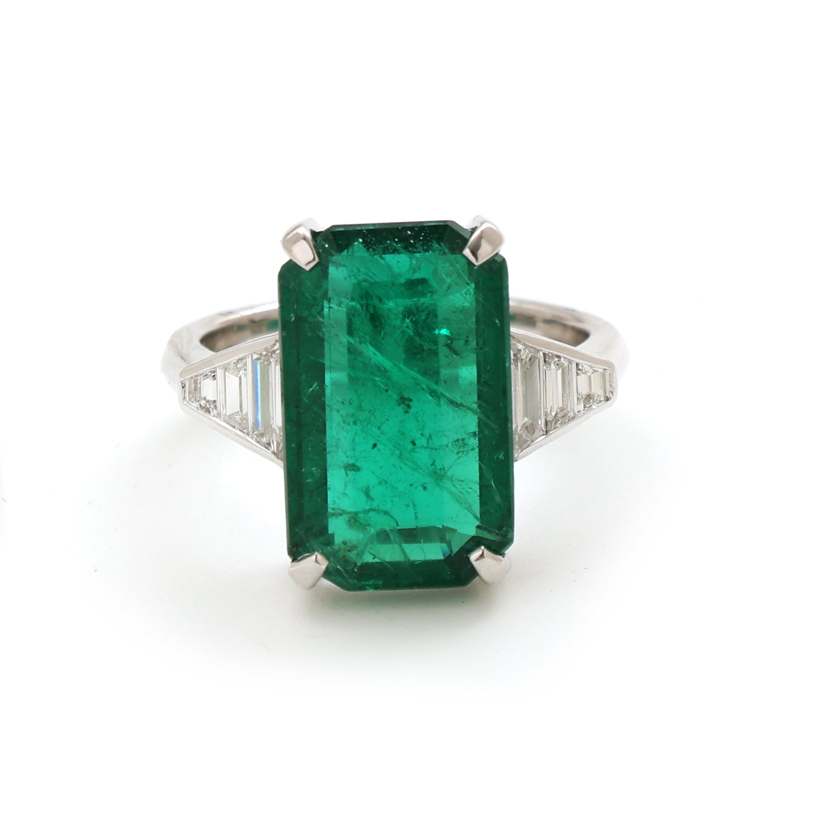 JPRG-2432/6196 Emerald Octagon With Diamond Baguette Fancy Ring | 18K