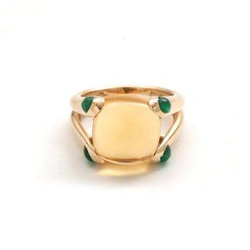 JPRG-2441/6204 Citrine Cushion 12X12 With Emerald Cab Ring | 14K