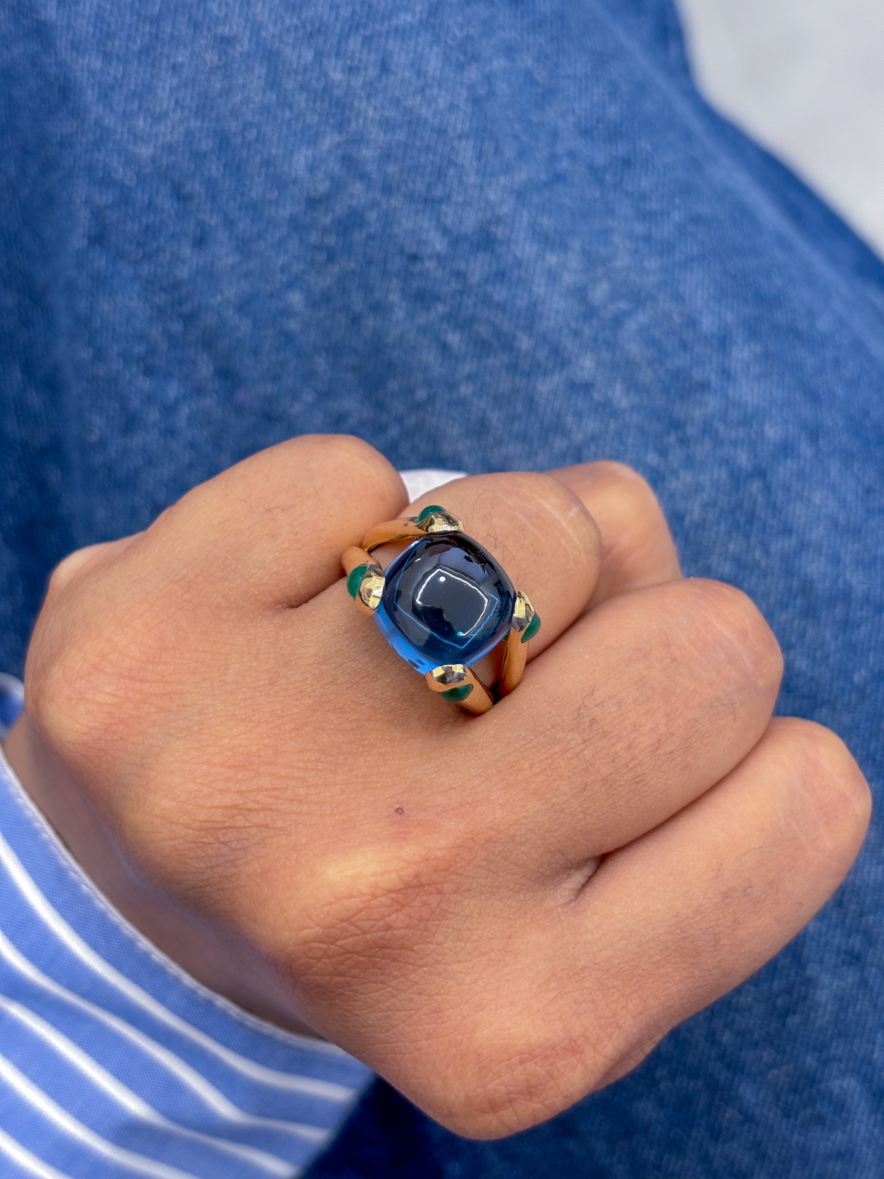 JPRG-2443/6206 Lbt Cushion 12X12 With Emerald Cab Ring | 14K