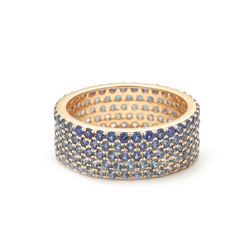 JPRG-2464/6301 Blue Sapphire Round 5 Line Ring | 14K