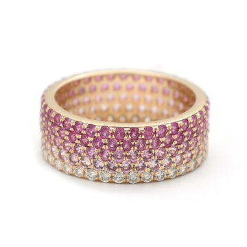JPRG-2492/6403 Pink Sapphire  Diamond 2Mm 5 Line Ring | 14K