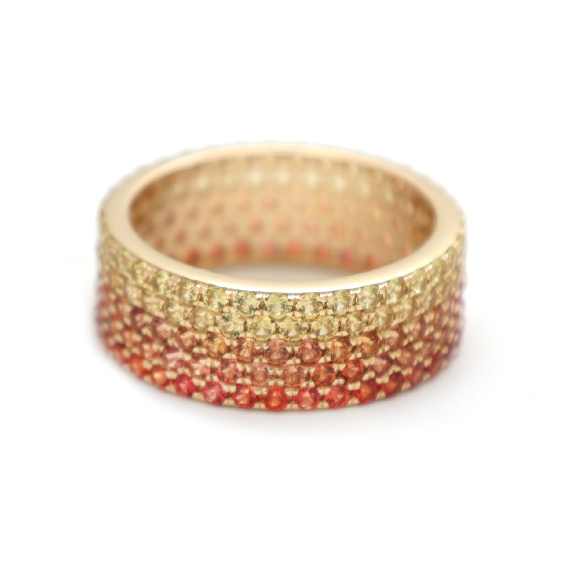 JPRG-2493/6404 Orange Sapphire Round 5Line Ring | 14K
