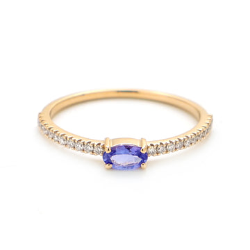 JPRG-2527/6574 Tanzanite Oval 5X3 With Diamond Thin Ring | 14K