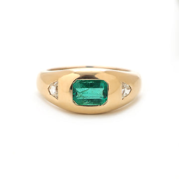 JPRG-2529/6576 Emerald Octagon With Diamond Chunky Ring | 18K