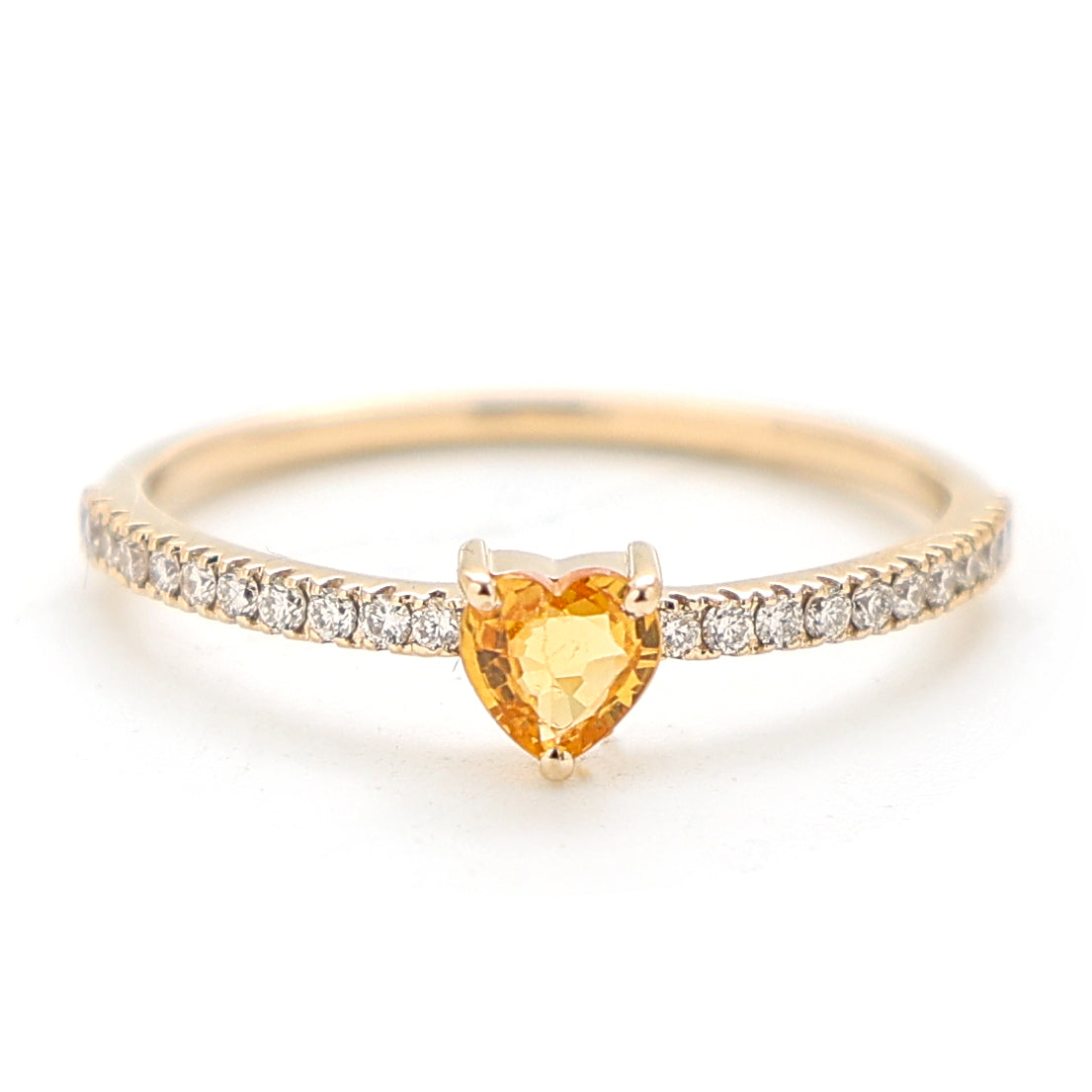 JPRG-2534/6581 Orange Sapphire Diamond Heart Thin Ring | 14K