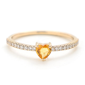 JPRG-2534/6581 Orange Sapphire Diamond Heart Thin Ring | 14K