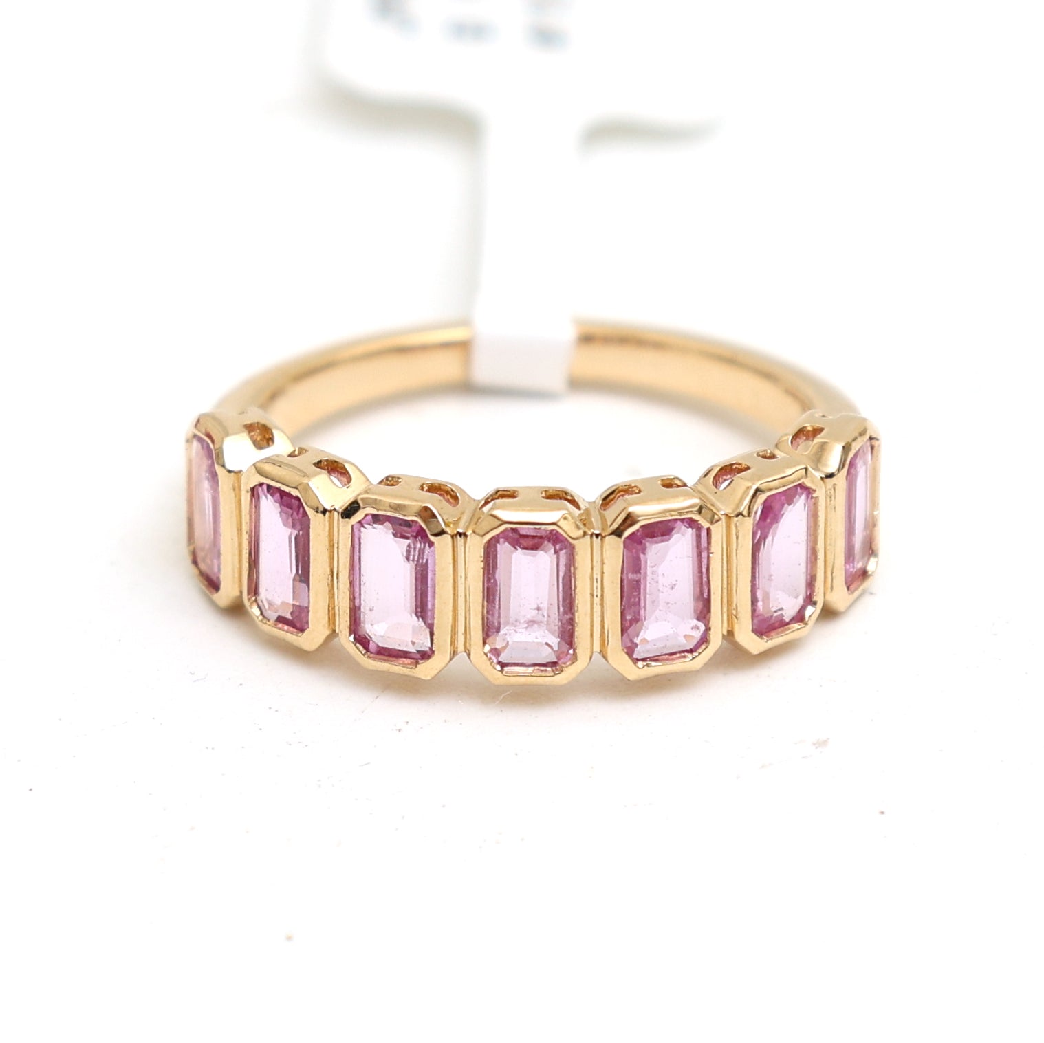 JPRG-2537/6601 Pink Sapphire Octagon 5X3 Bezel Set Half Ring | 18K