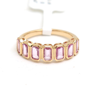 JPRG-2537/6601 Pink Sapphire Octagon 5X3 Bezel Set Half Ring | 18K