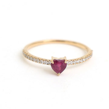 JPRG-2563/8392 Ruby Diamond Heart Thin Ring | 18K