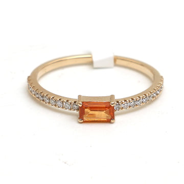 JPRG-2568/6647 Orange Sapphire Diamond Octagon Thin Ring | 14K
