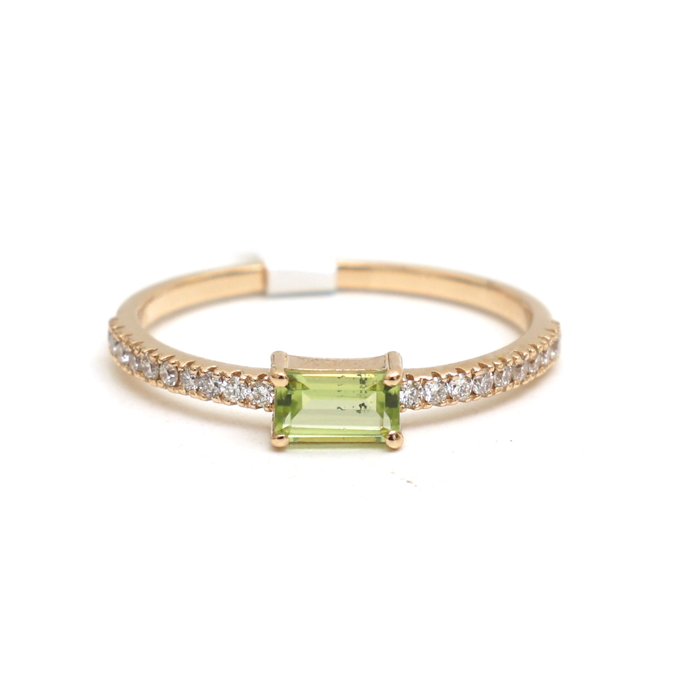 JPRG-2571/6650 Peridot Diamond Octagon Thin Ring | 14K