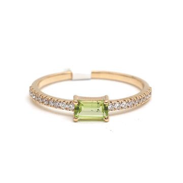 JPRG-2571/6650 Peridot Diamond Octagon Thin Ring | 14K