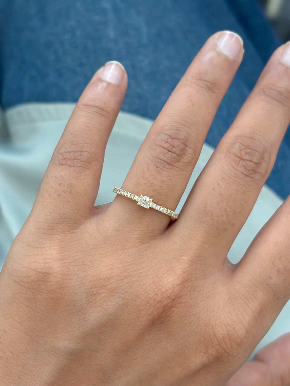 JPRG-2588/6736 Diamond Oval With Diamond Thin Ring | 18K
