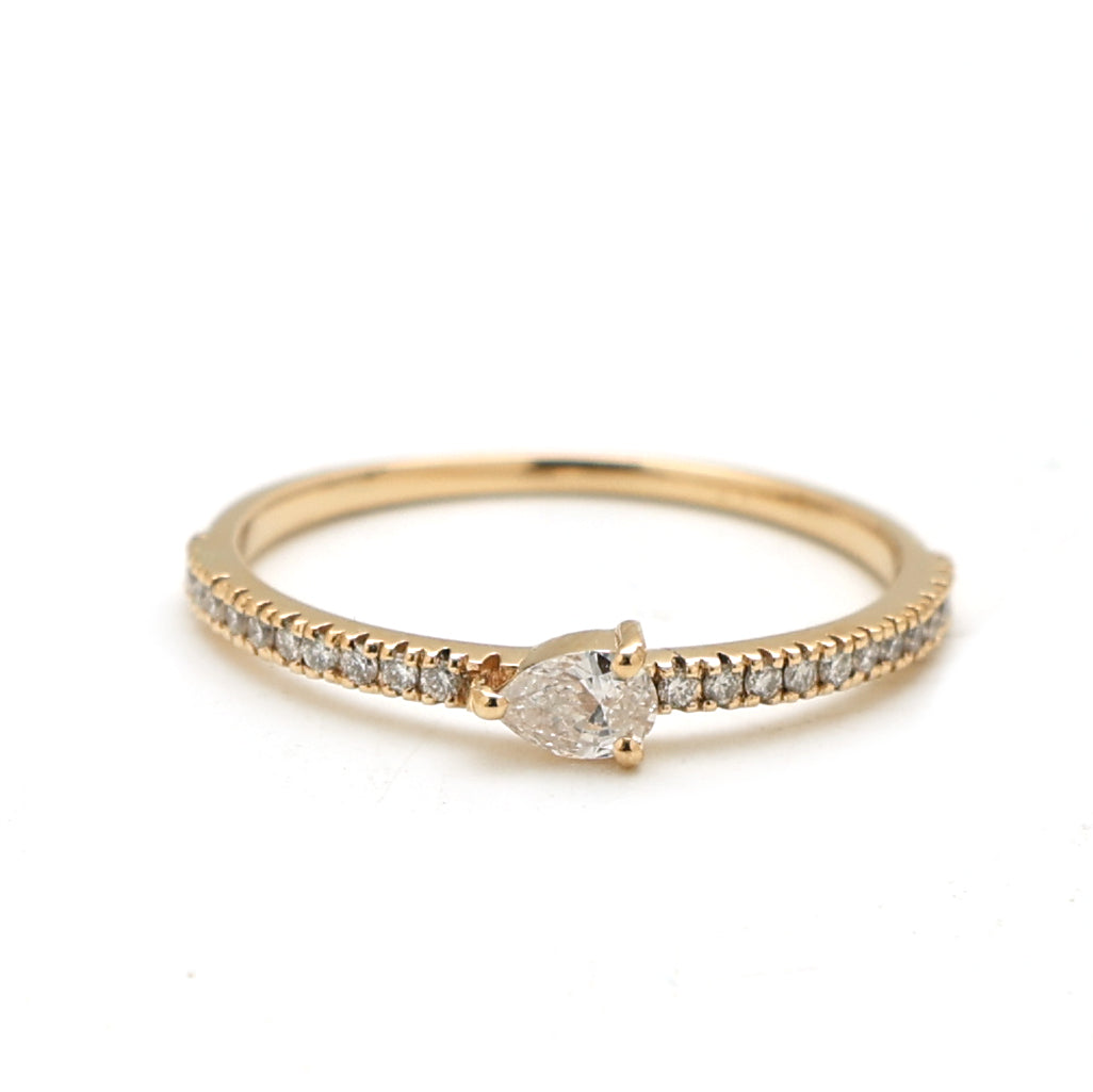 JPRG-2589/6737 Diamond Pear With Diamond Thin Ring | 18K
