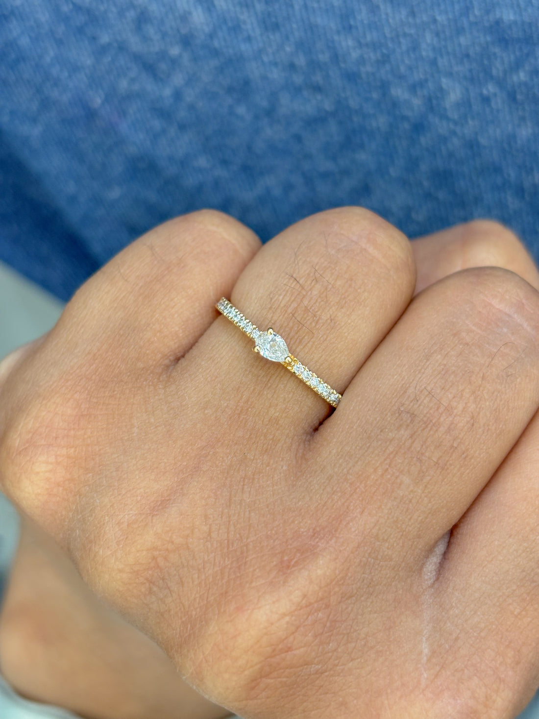 JPRG-2591/6739 Diamond Pear With Diamond Thin Ring | 18K