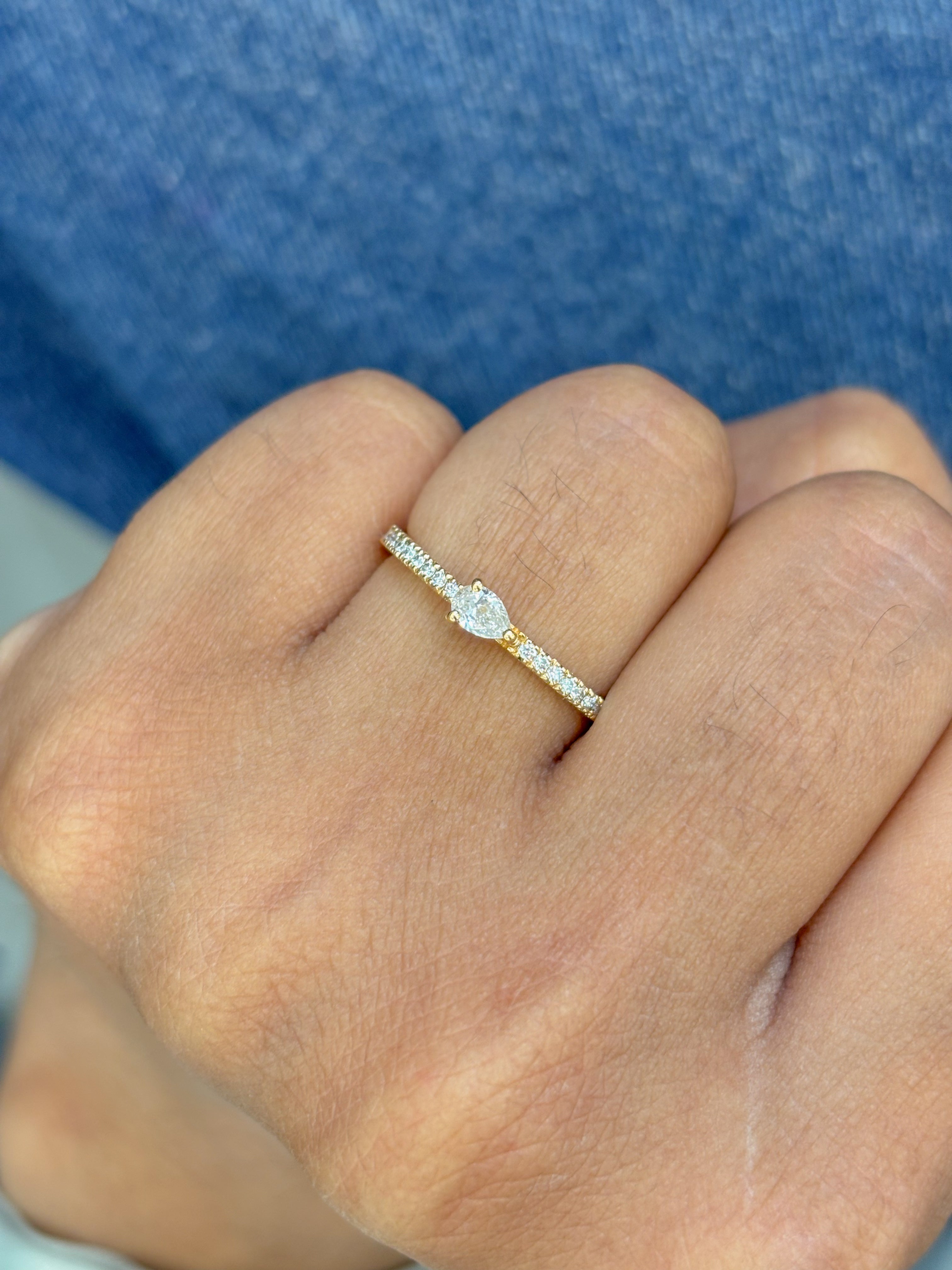 JPRG-2591/6739 Diamond Pear With Diamond Thin Ring | 18K