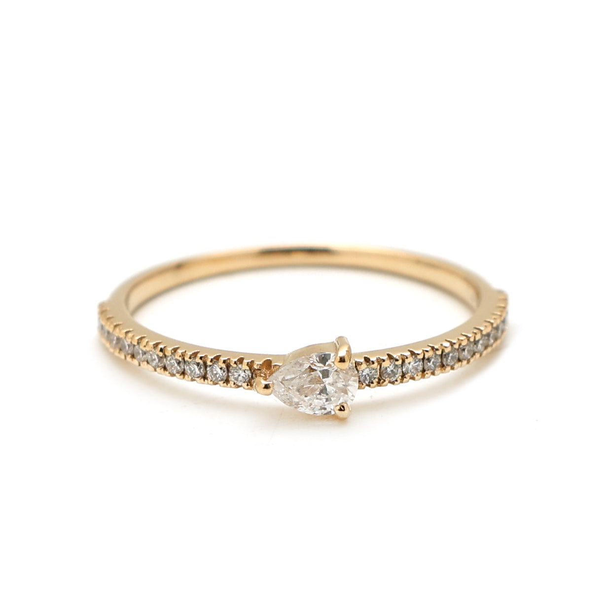 JPRG-2591/6739 Diamond Pear With Diamond Thin Ring | 18K