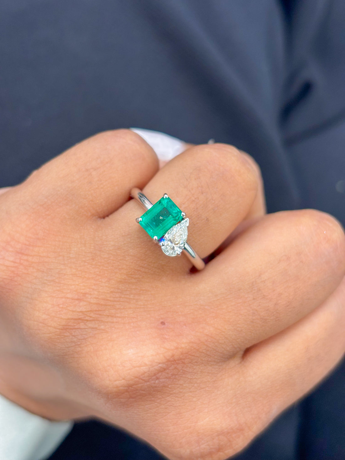 JPRG-2600/6776 Emerald Octagon With Diamond Ring | 18K