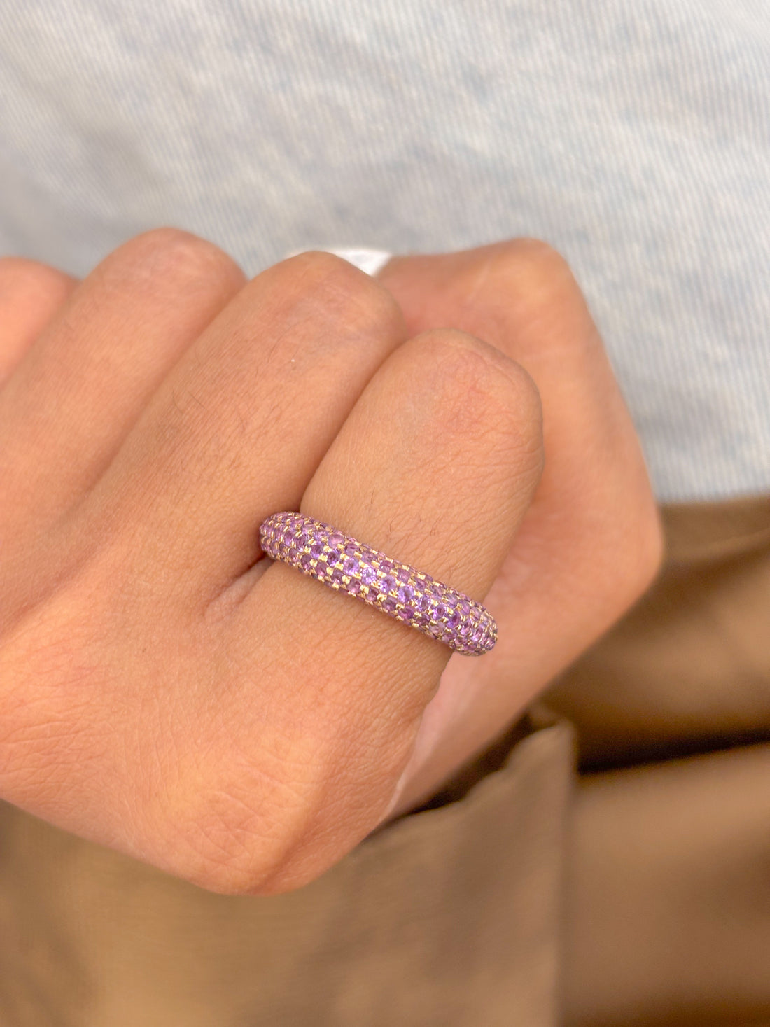 JPRG-2633/6868 Amethyst Round Pave Set Ring | 14K