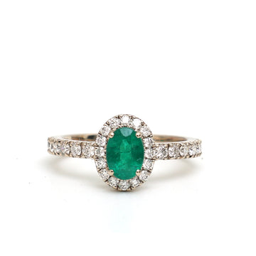 JPRG-2636/6883 Emerald Oval With Diamond Ring | 18K