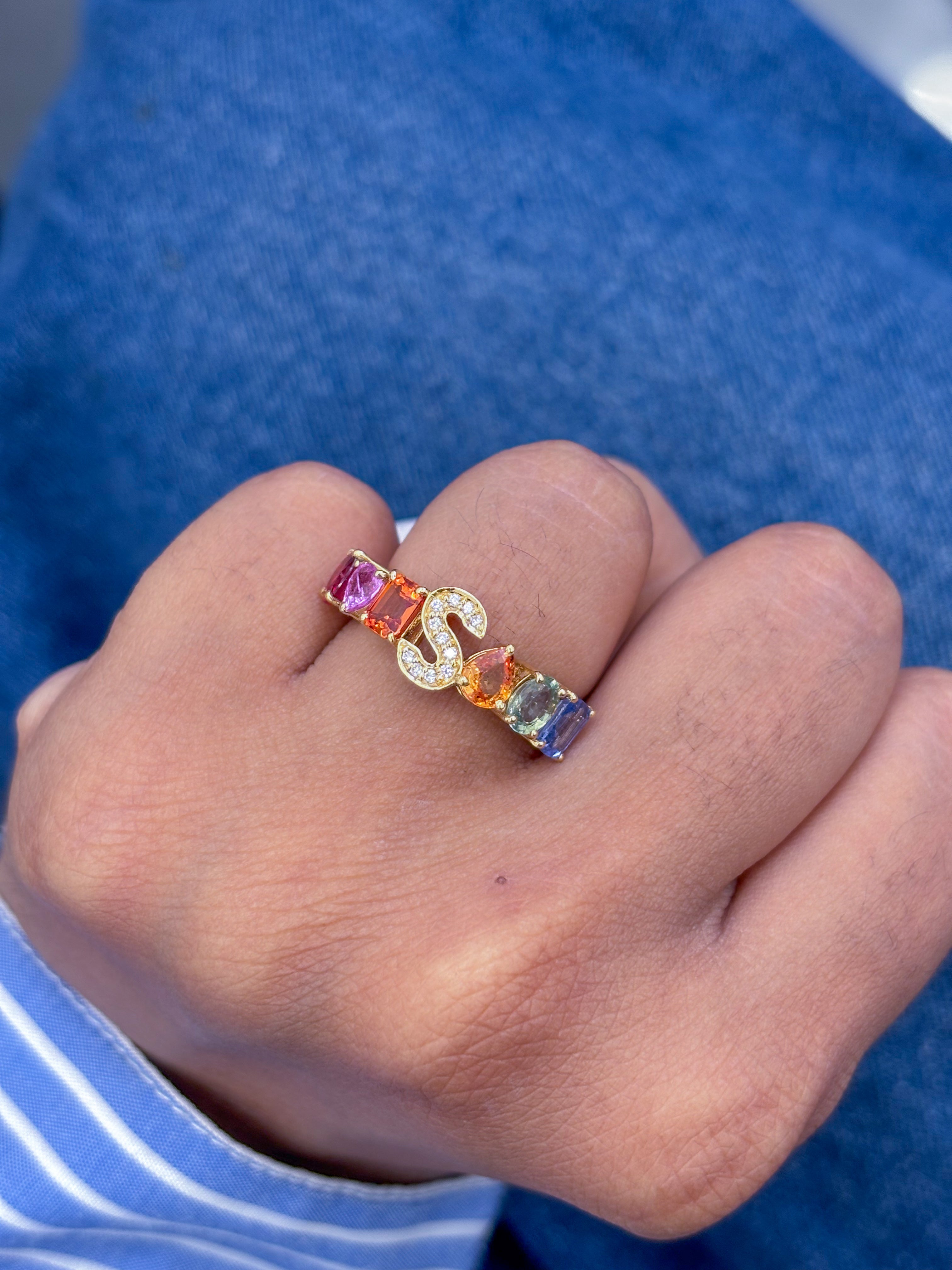 JPRG-2658/6938 Rainbow Sapphire S With Diamond Ring | 18K