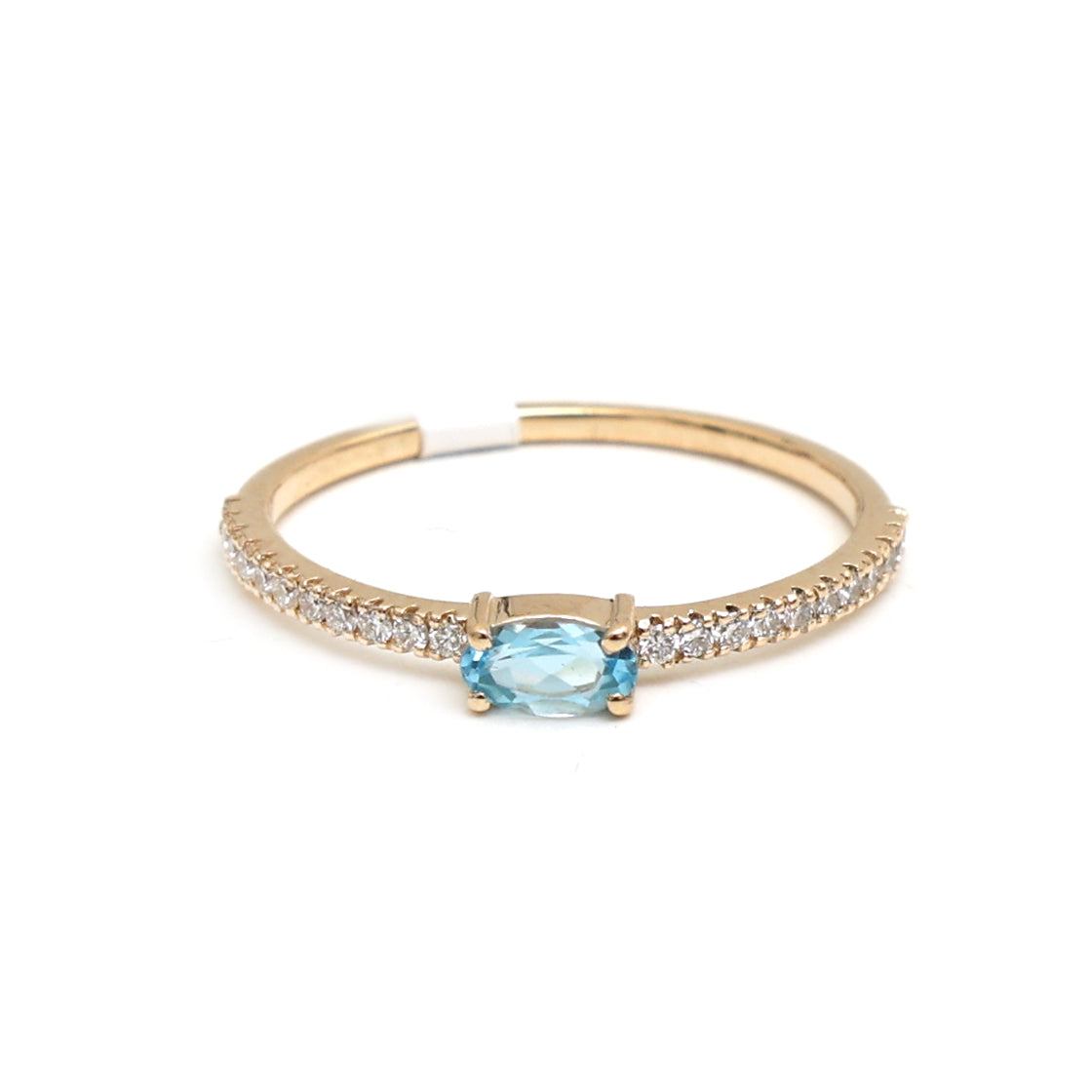 JPRG-2667/6949 Aquamarine Oval  With Diamond Thin Ring | 18K