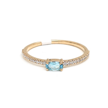 JPRG-2667/6949 Aquamarine Oval  With Diamond Thin Ring | 18K