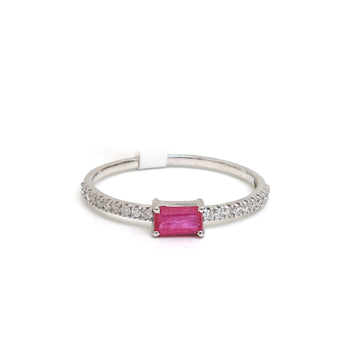 JPRG-2679/6960 Ruby Diamond Octagon Thin Ring | 18K