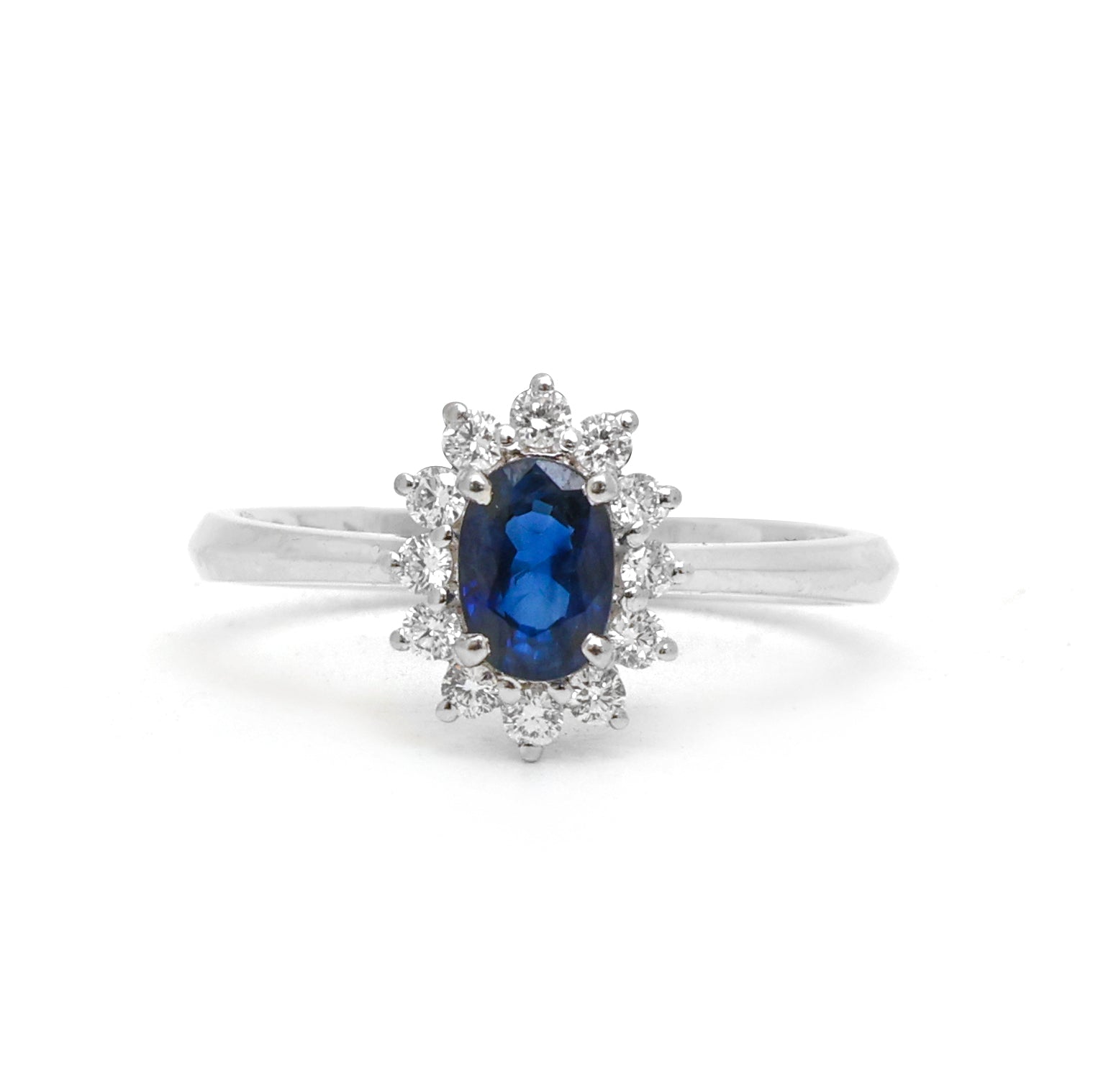 JPRG-2685/6969 Blue Sapphire Oval Diamond Cut Ring | 18K
