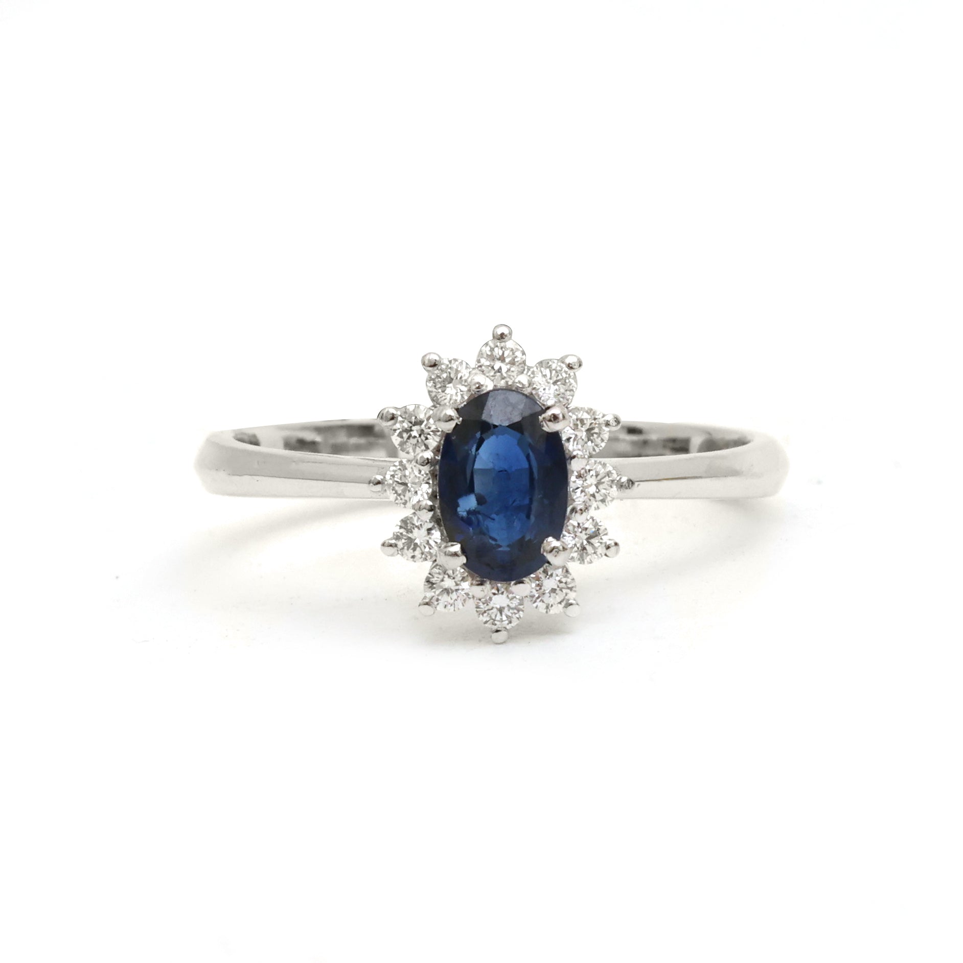 JPRG-2686/6970 Blue Sapphire Oval Diamond Cut Diamond Ring | 18K
