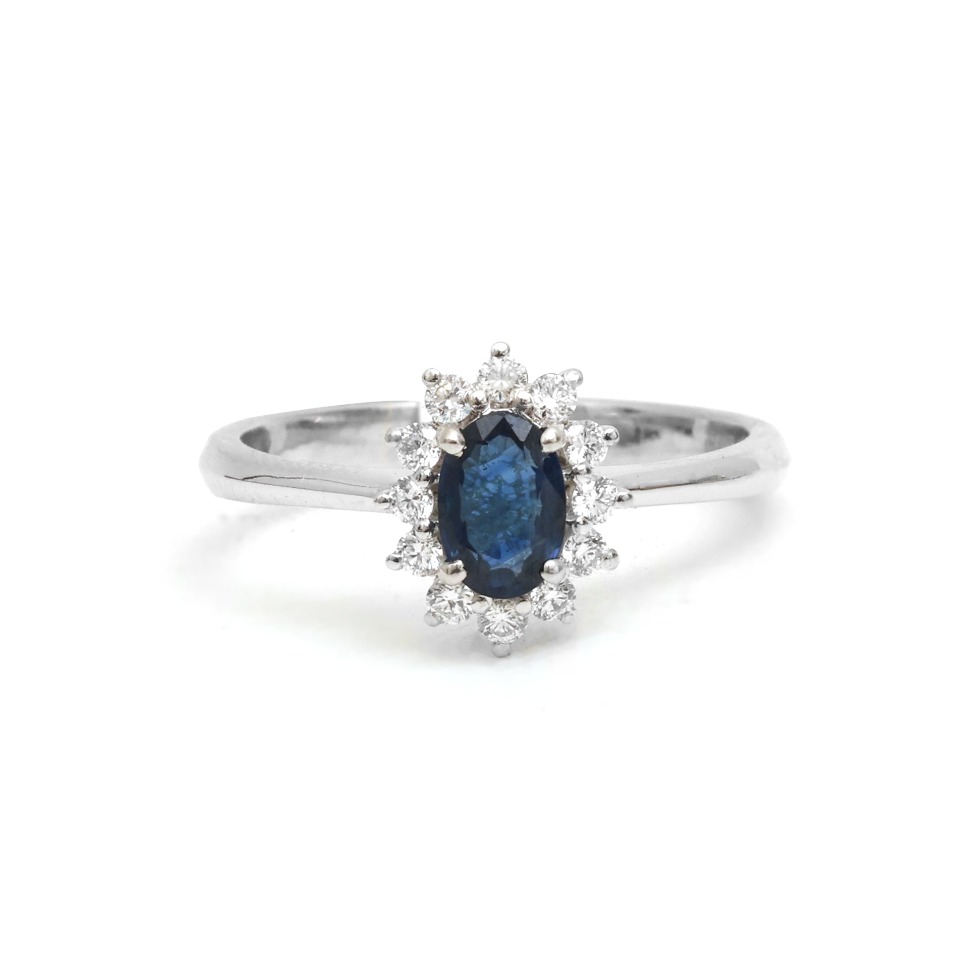 JPRG-2687/6971 Blue Sapphire Oval Diamond Cut Ring | 18K